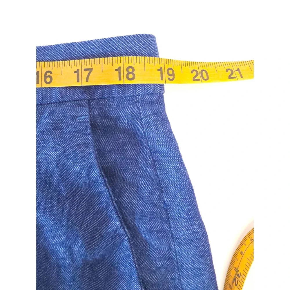 Banana Republic Avery Chambray Blue Linen Blend Cropped Trousers Size 14‎